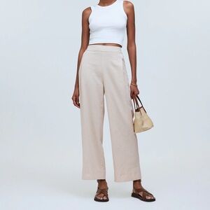 Madewell Pull-On Straight Crop Linen Pant